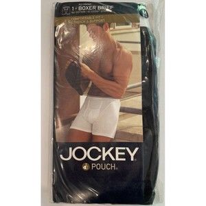 1 Jockey Underwear Mens Medium M Fly Front Pouch Boxer Brief Vintage 2002 Black